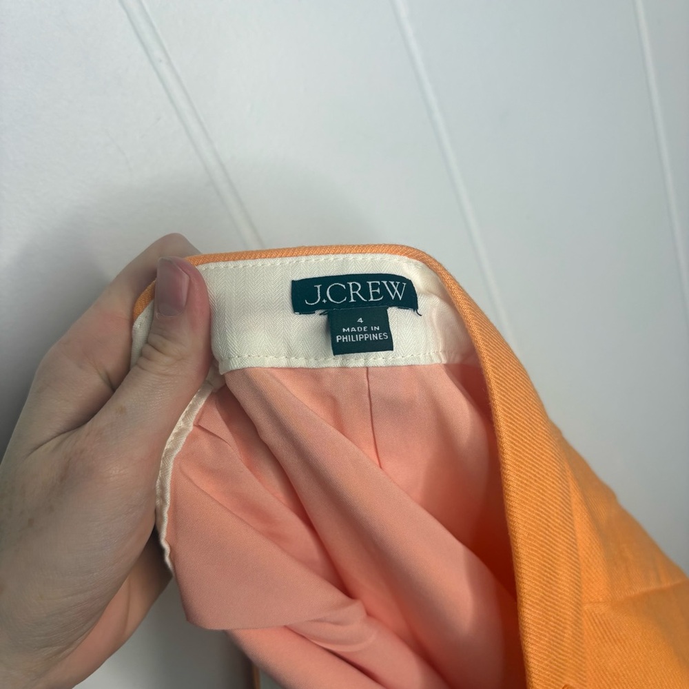 J.Crew Slim-Fit Flare Linen Trouser in Coastal Sunset Pale Orange Spring Color 4 - Picture 9 of 12